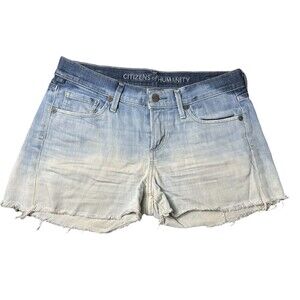 Citizens Of Humanity Size 26 Denim Ombré Jean‎ Shorts Cut Offs Frayed Hem #I3-5